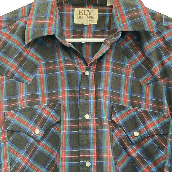 Vintage Ely Cattleman Plaid Button Down Shirt 16/35 - Picture 3 of 5